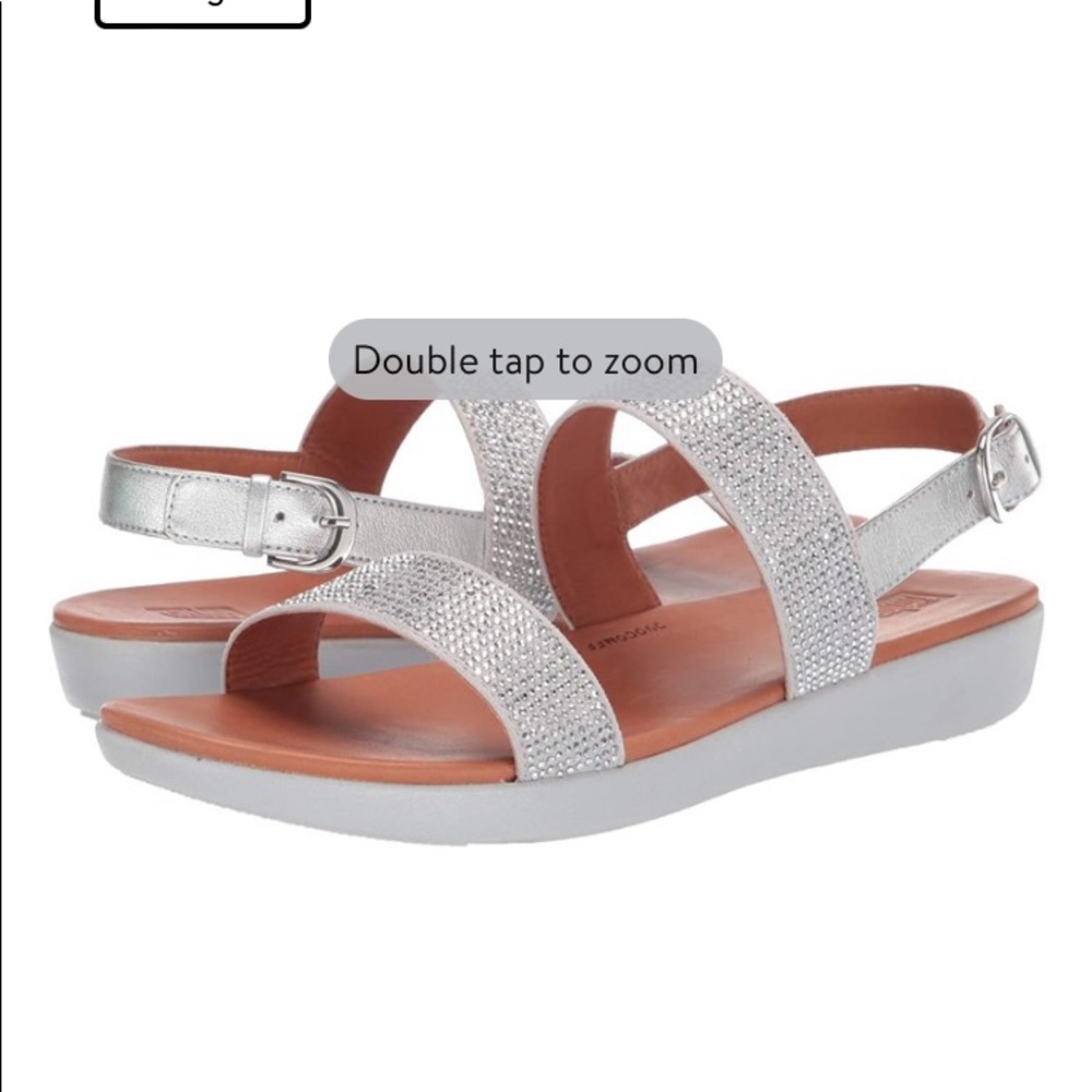 FitFlop Barra Crystalled Silver Sandal, 8 M Size
